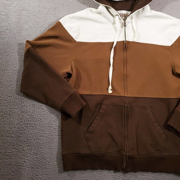 Vintage Kirra Hoodie Womens Extra Large Brown White Striped Full Zip Skater Punk - Picture 6 of 14